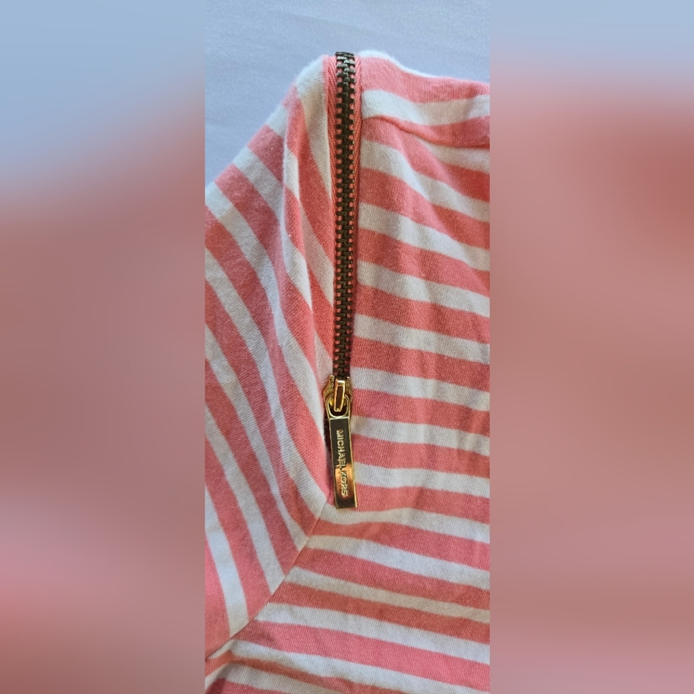 MICHAEL Kors Striped Shirt Sleeve Zipper Accents Women's Size Large - Picture 3 of 7